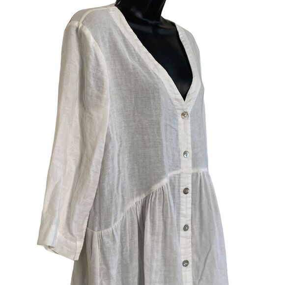 ATOIR Revolve Linen Blend Island Hopper Relaxed Fit Button Up Mini Dress Sz XS - Picture 5 of 13